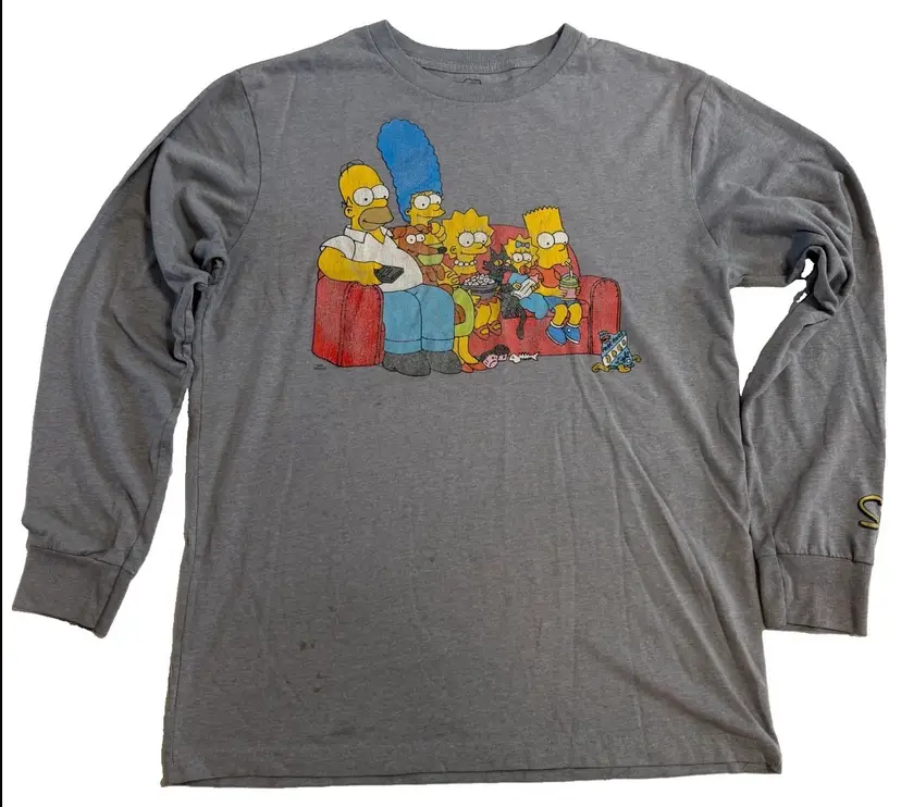 The Simpsons Classic 20th Century Fox Couch Scene Graphic Print Long Sleeve M