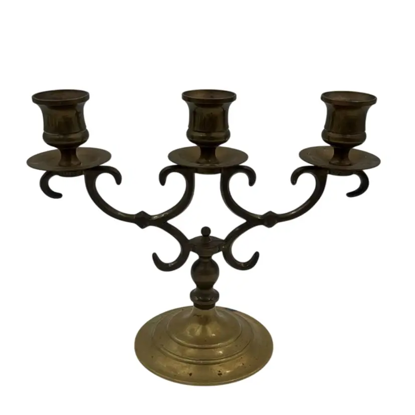 Vintage Brass 3 Ornate Arm Candelabra Has Lots Of Patina