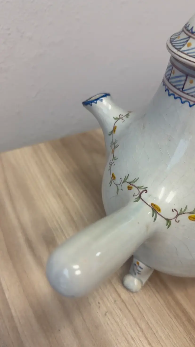 Antique Signed Portuguese Hand-painted Carvalhinho Porto Chocolate Pot Pitcher