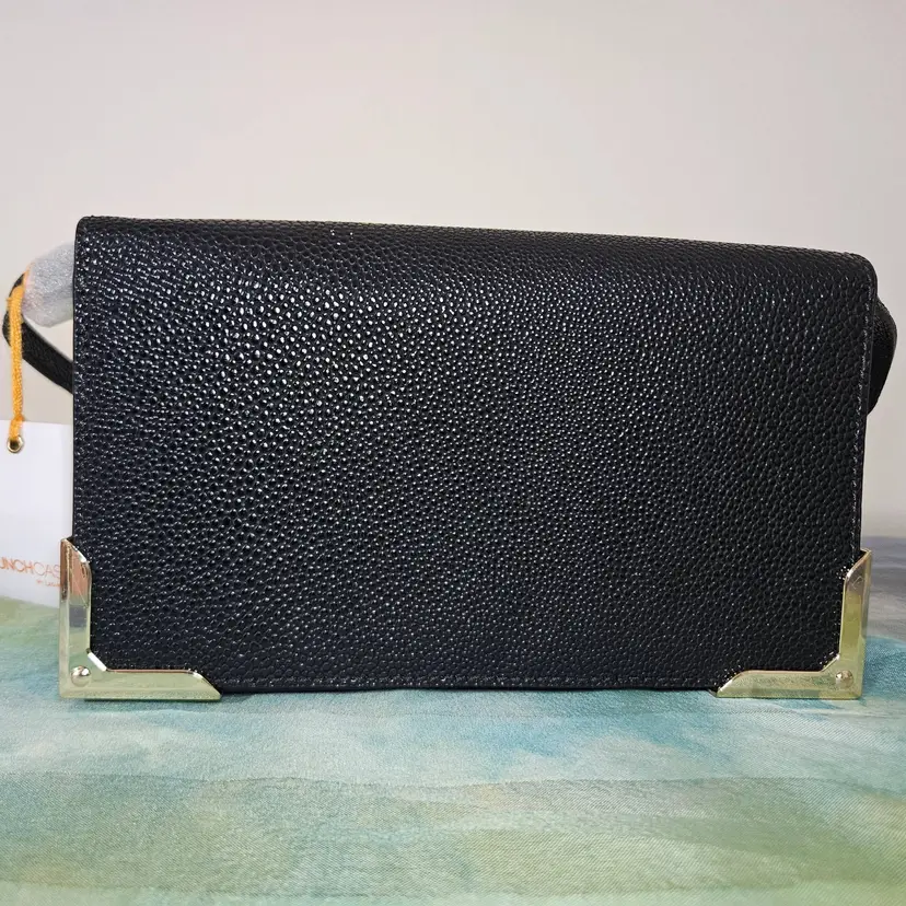 Punchcase by Leslie Hsu Sleek Black Pebbled Crossbody/Clutch Bag
