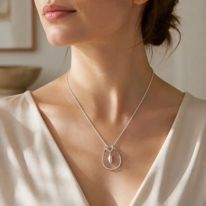 Sterling Silver Pearl Pendant Necklace