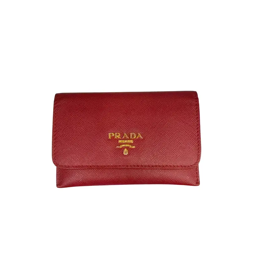 Prada Red Saffiano Card Holder W/Insert