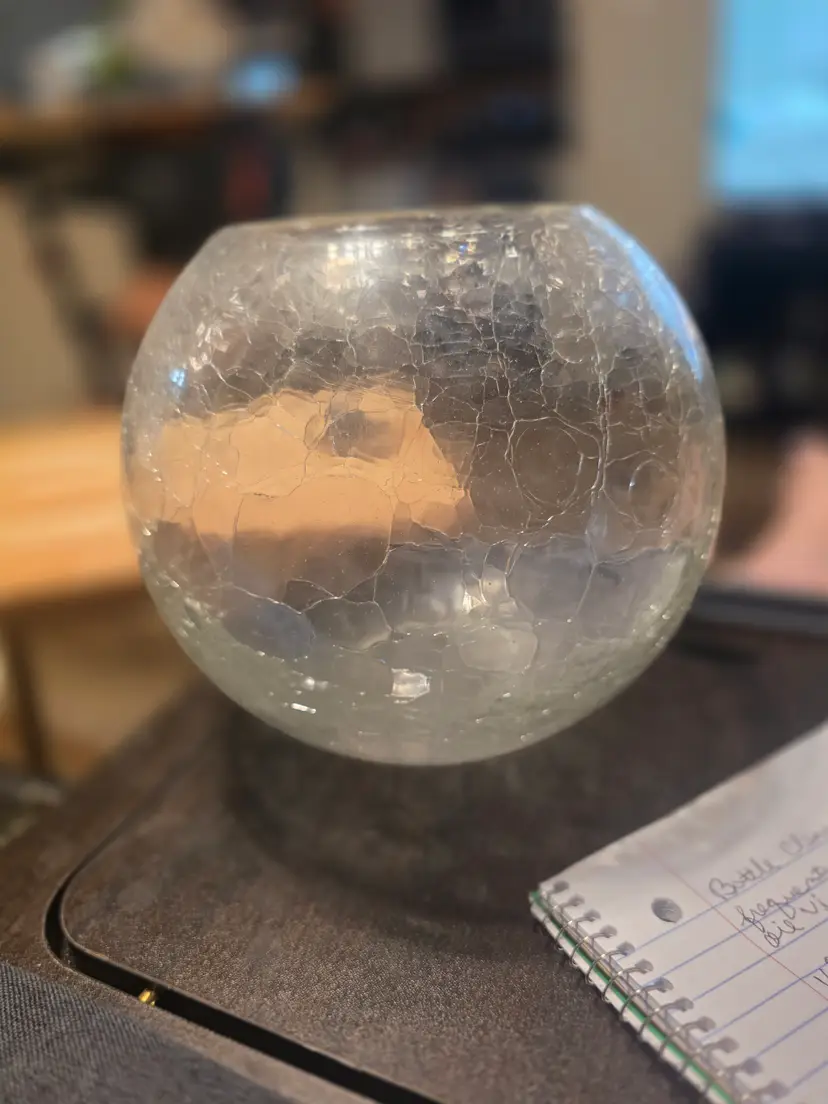 Crackle Glass Globe Vase