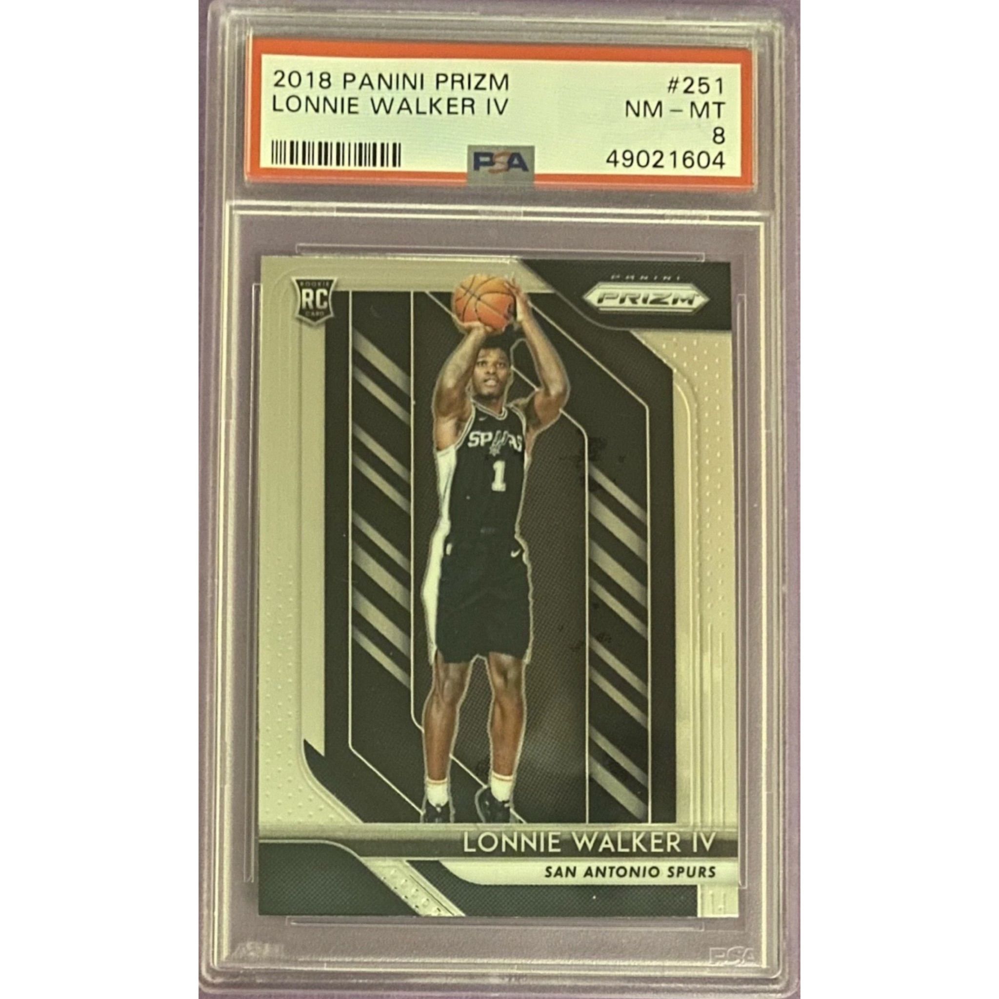 2018-19 Panini Prizm #251 Lonnie Walker IV Rookie RC PSA 8 NM-MT Spurs