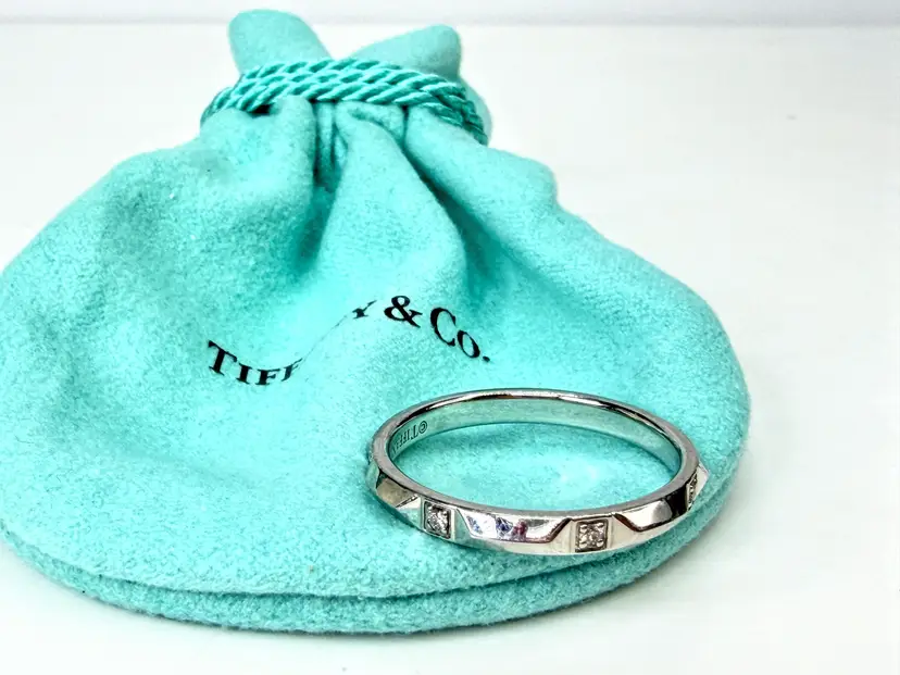 Tiffany & Co. Tiffany True PT950 Platinum 7 Diamond Band Ring Size 9.75 JR1996
