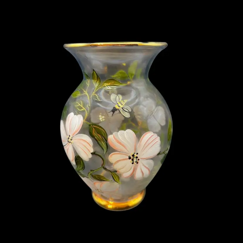 020 Hand painted glass vase