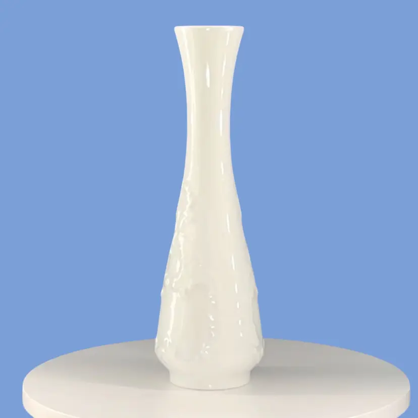 #325- Vase White Embossed 8” PorcelainRoyal KPM Bavaria Germany  1960-70
B2