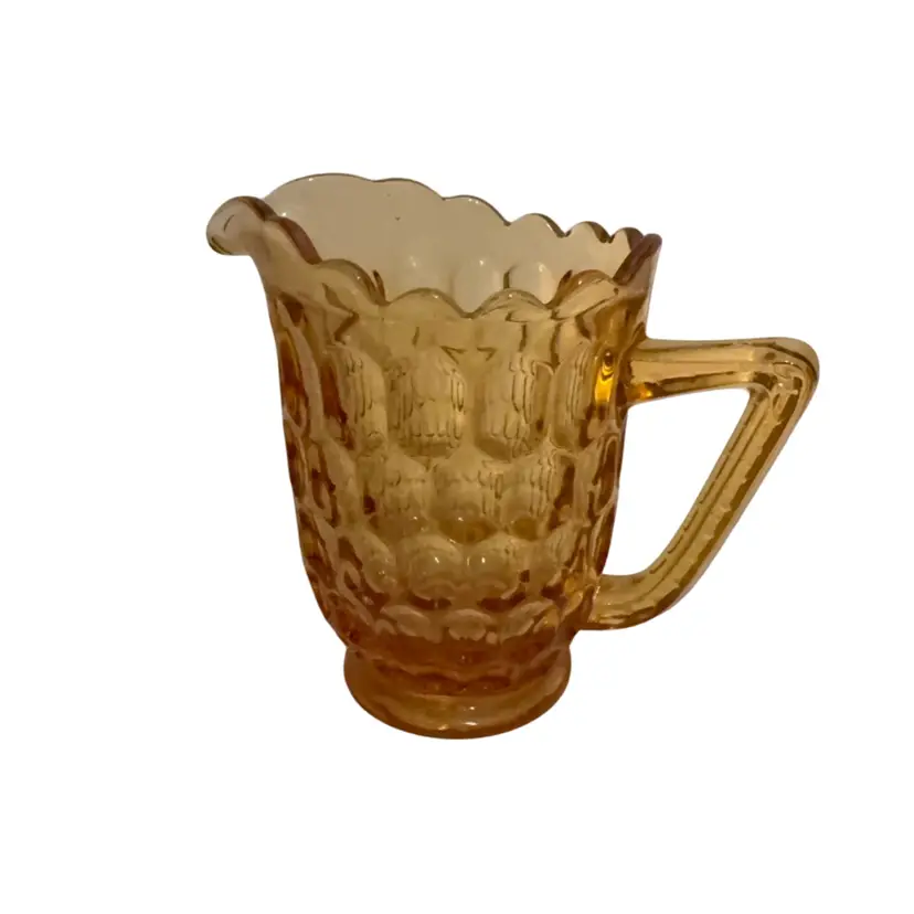 Vintage Fenton Thumbnail Amber Pitcher 4.25”