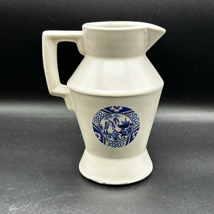 Vintage McCoy Blue Willow 335 Creamer Milk Pitcher White with Blue Asian Theme