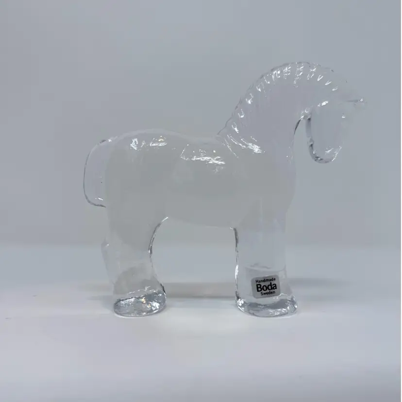 Vintage Kosta Boda Clear Art Glass Horse Figurine By Bertil Vallien
