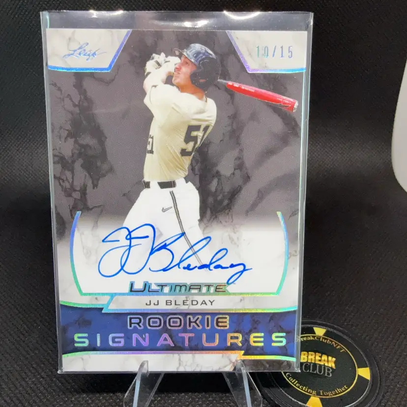 JJ Bleday 2019 Leaf Ultimate Rookie Auto Silver Spectrum /15 Marlins A’s Cincinnati Reds