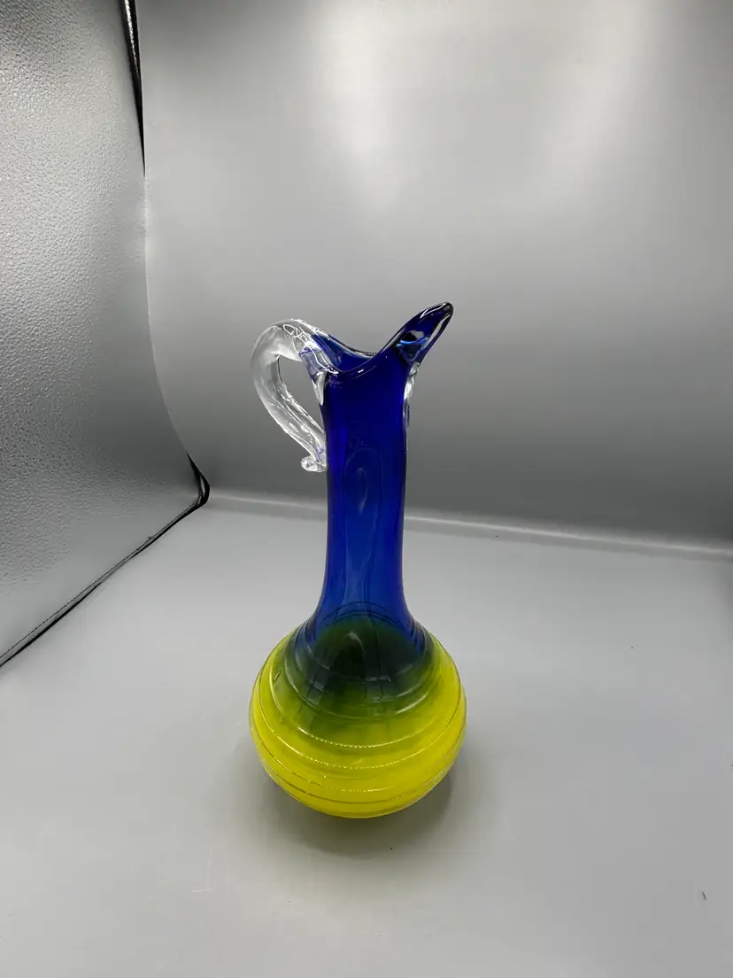 Vintage hand blown art glass pitcher