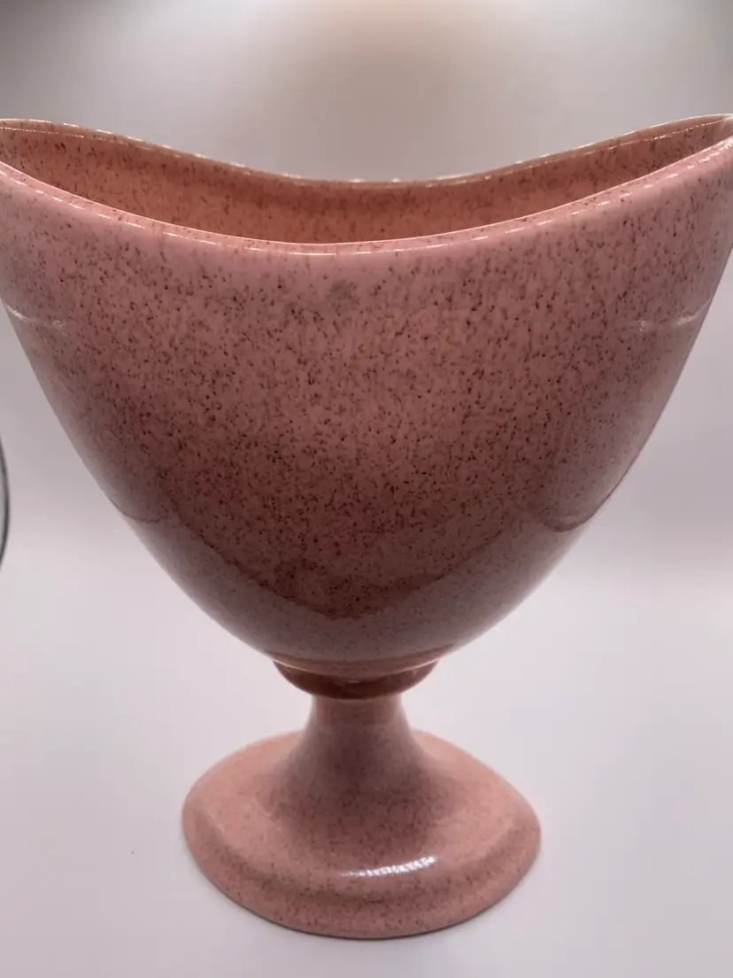 Vintage Red Wing Pottery 649 Pedestal Vase Pink Fleck Zephyr MCM Mint Bowl