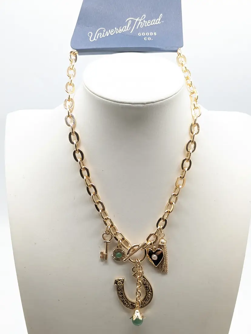 Universal Thread Gold Tone Charm Necklace NWT