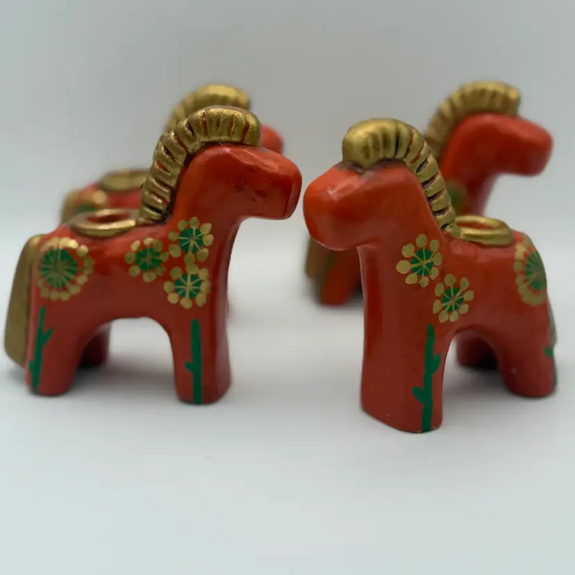 Vintage 1970S THUN BOLZANO ITALY ceramic horse candleholder set