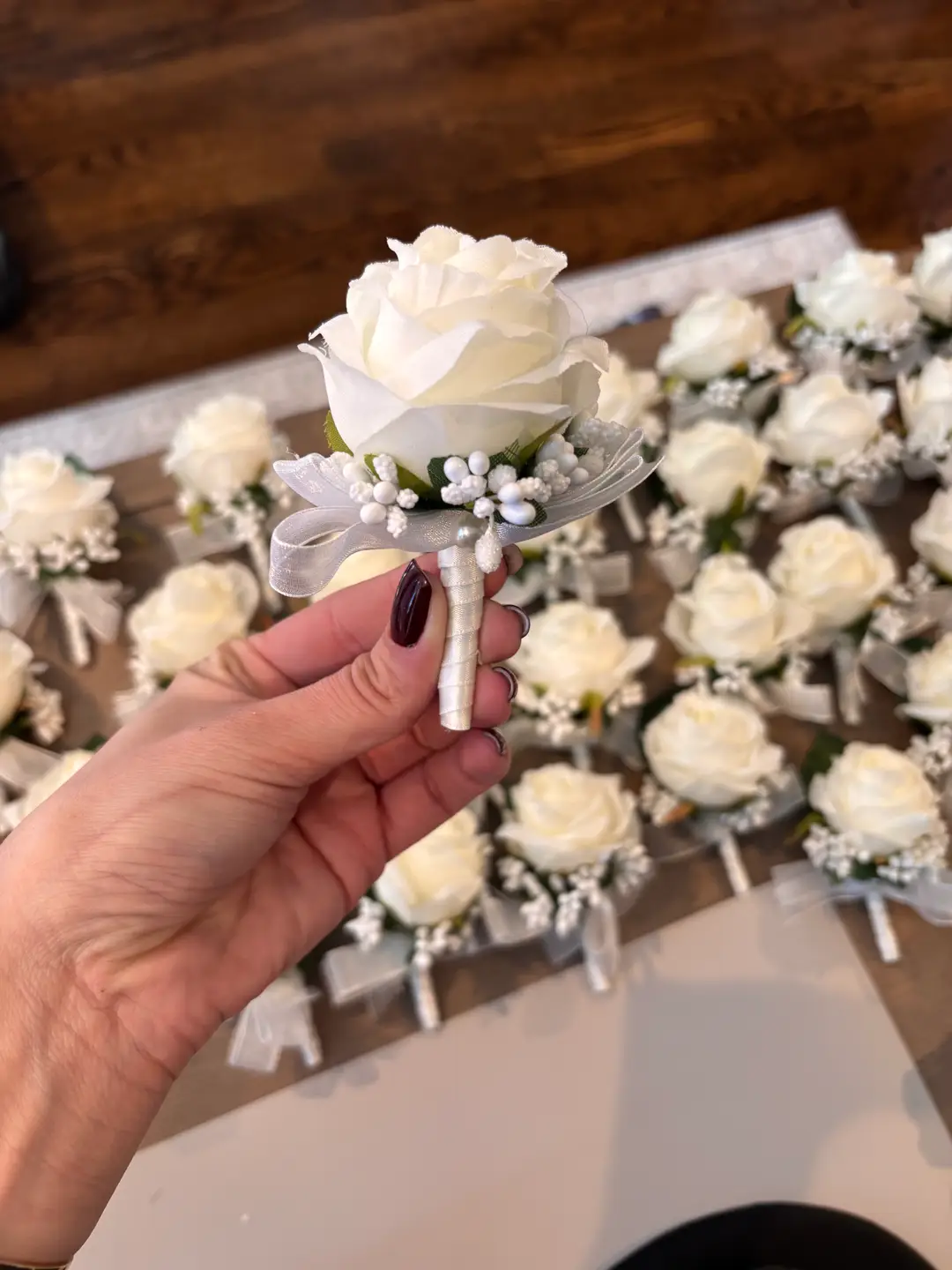 Faux Silk White Rose Boutonnieres