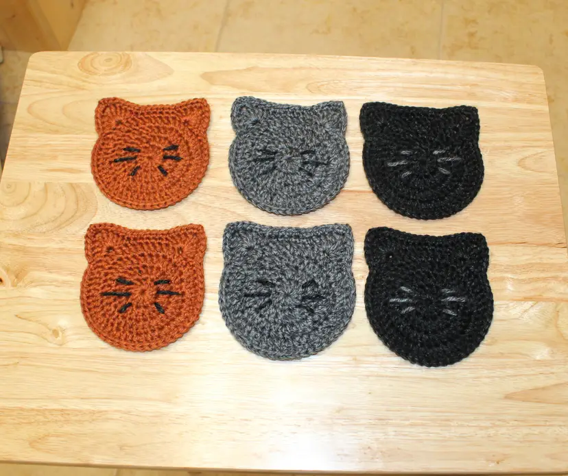Set of 6 Cat Coasters - Handmade by me