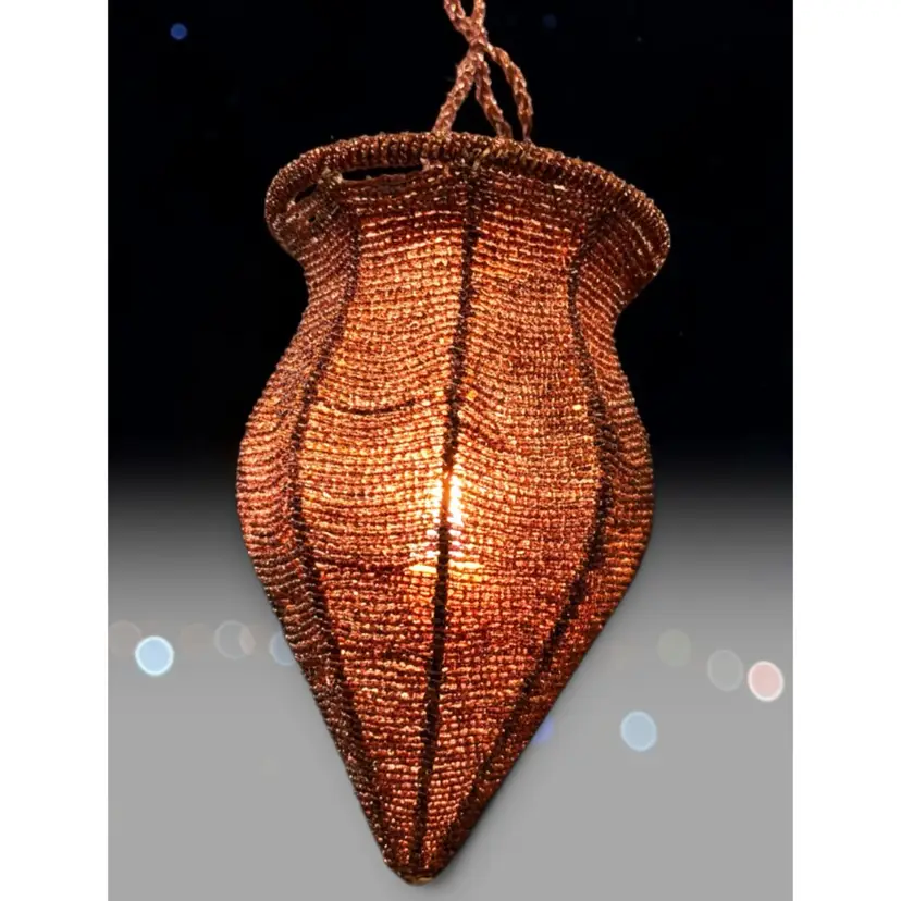 Vintage Boho Moroccan Style Votive Candle Hanging Lantern 8” x 5” - 16” TL
