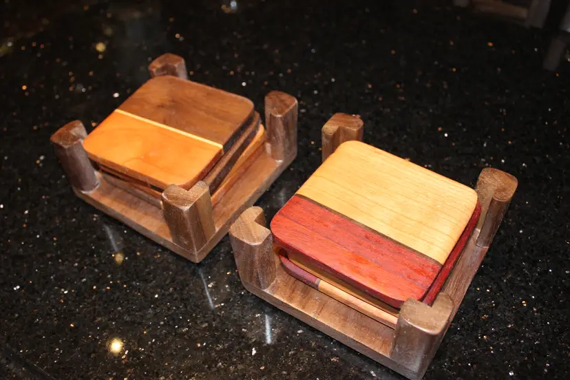 Striped Hardwood Coasters