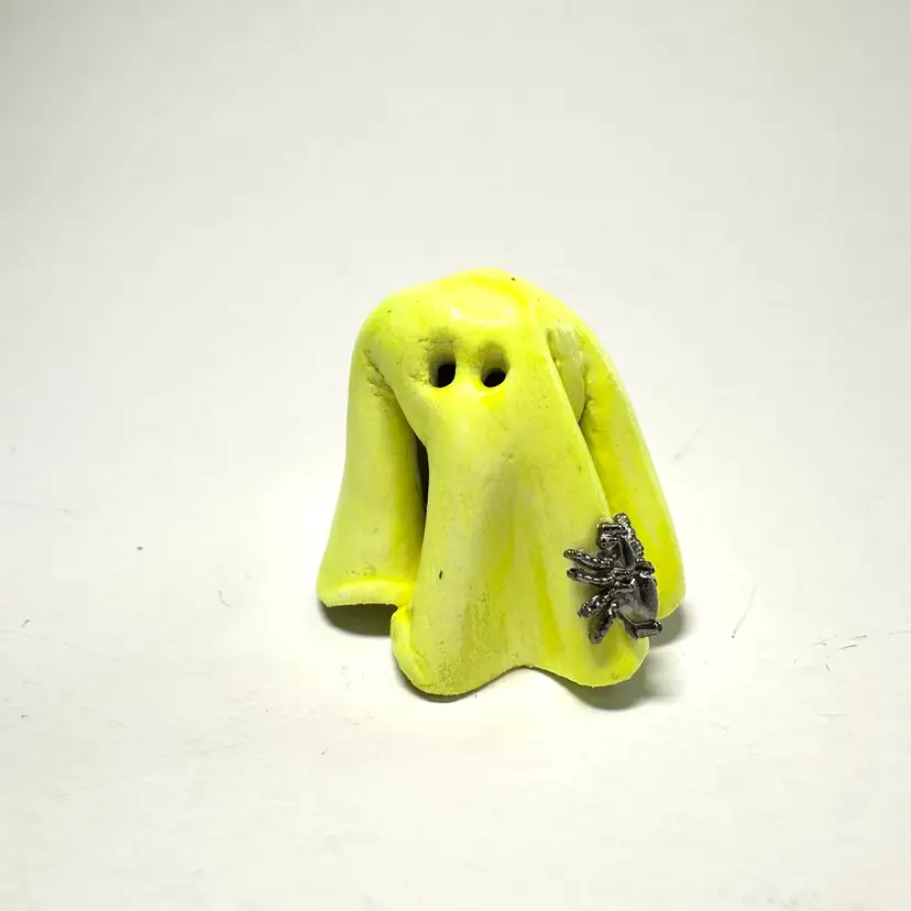 Yellow Glow Mini Ghost Figurine Made By Me 1.25”W 1"H