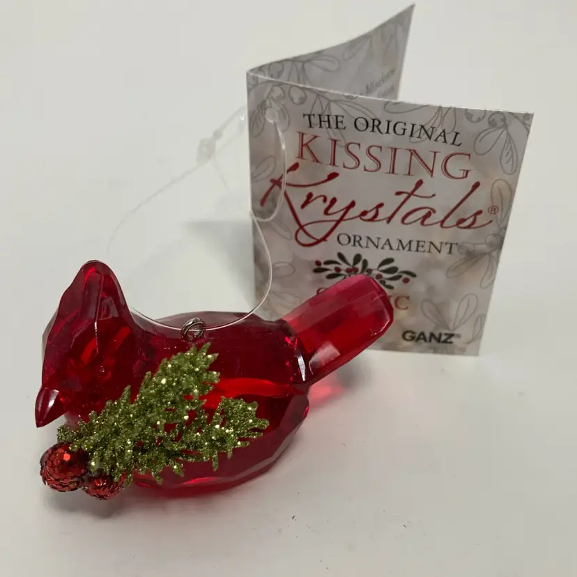 Ganz, The Original Kissing Krystals Classic Red Cardinal Ornament! 1 1/2” Tall 2 1/2” Long!