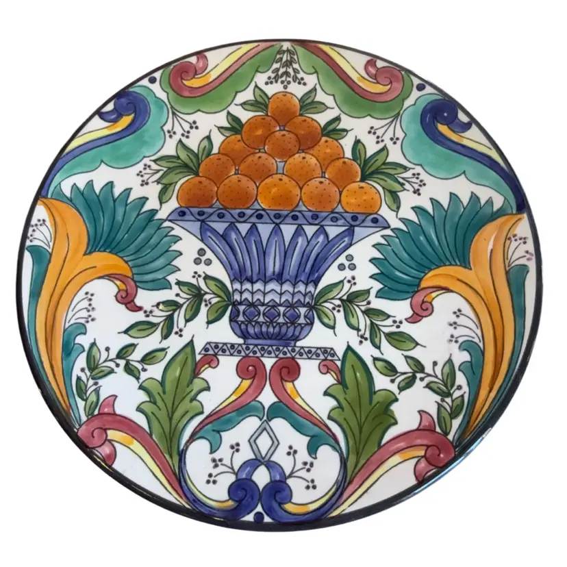 Ceramar Spain Vintage Plate - Pyramid Of Oranges - 10.5”
