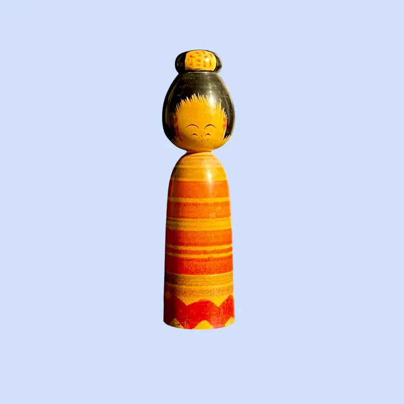 #420- Vintage Kokeshi Doll Folk Art Figurine Master Artisan Signed Sakyo TsutaTohoku Region, Yajiro district, Shiroishi City, Miyagi Prefecture- Northern Japan