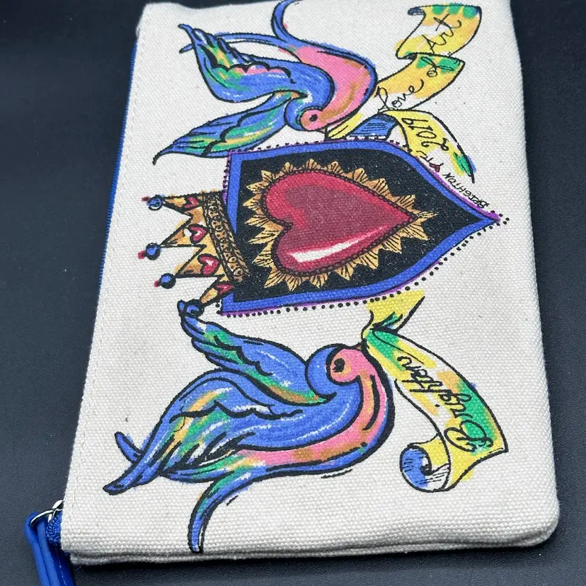 BRIGHTON 2019 Love Of Art Canvas Multi-Color Zipper Pouch/Cosmetic Bag