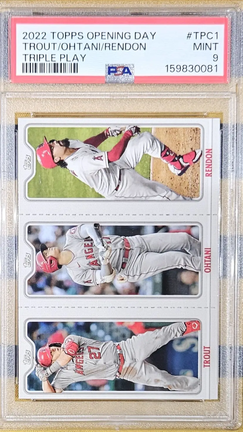 2022 Topps Opening Day Trout / Ohtani / Rendon PSA 9 Mint