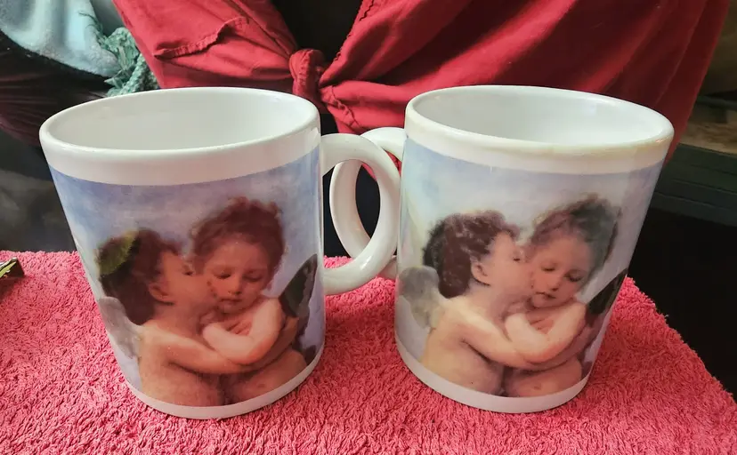 2 Cherub Coffee Mugs - New Without Box