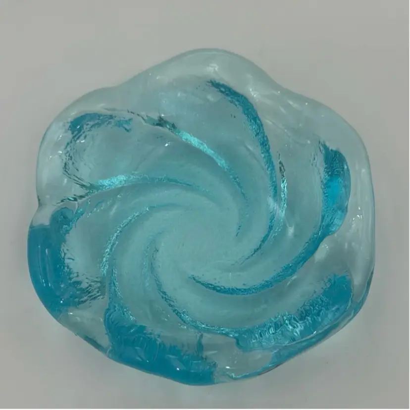 Vintage Fenton Swirl, Aqua Blue Glass Trinket Ashtray,Candy Or Nut Dish