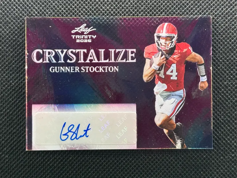 Gunner Stockton 2026 Leaf Trinity Pink Crystalize C-GS1 Autograph Georgia Bulldogs