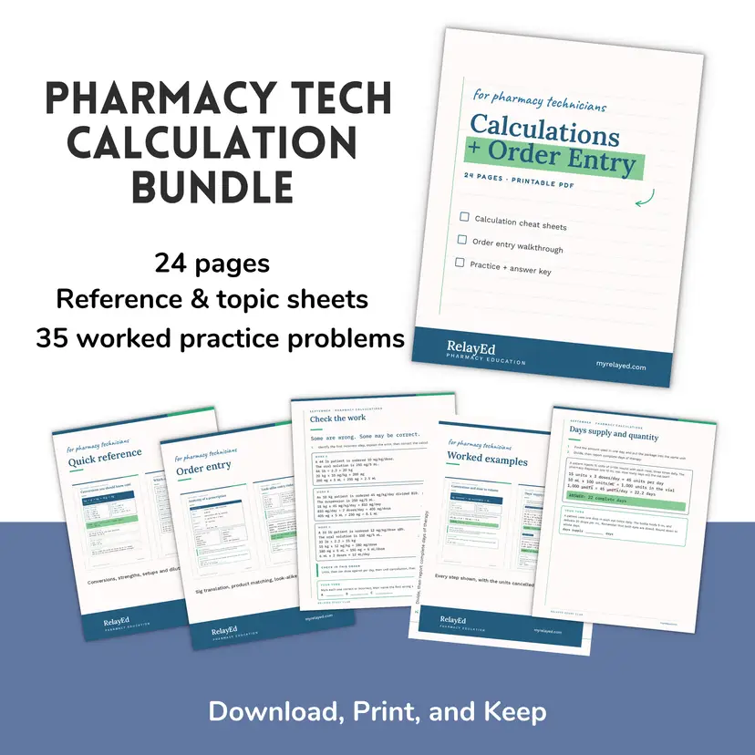 Pharmacy Technician Calculations + Order Entry Practice Pack