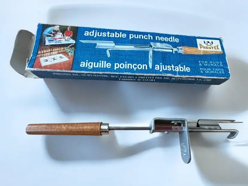 Vintage Phentex Adjustable Punch Needle Rug Tool w/ Box Mid Century Canadian Craft Tufting Tool 1960s 1970s Yarn Rug Maker