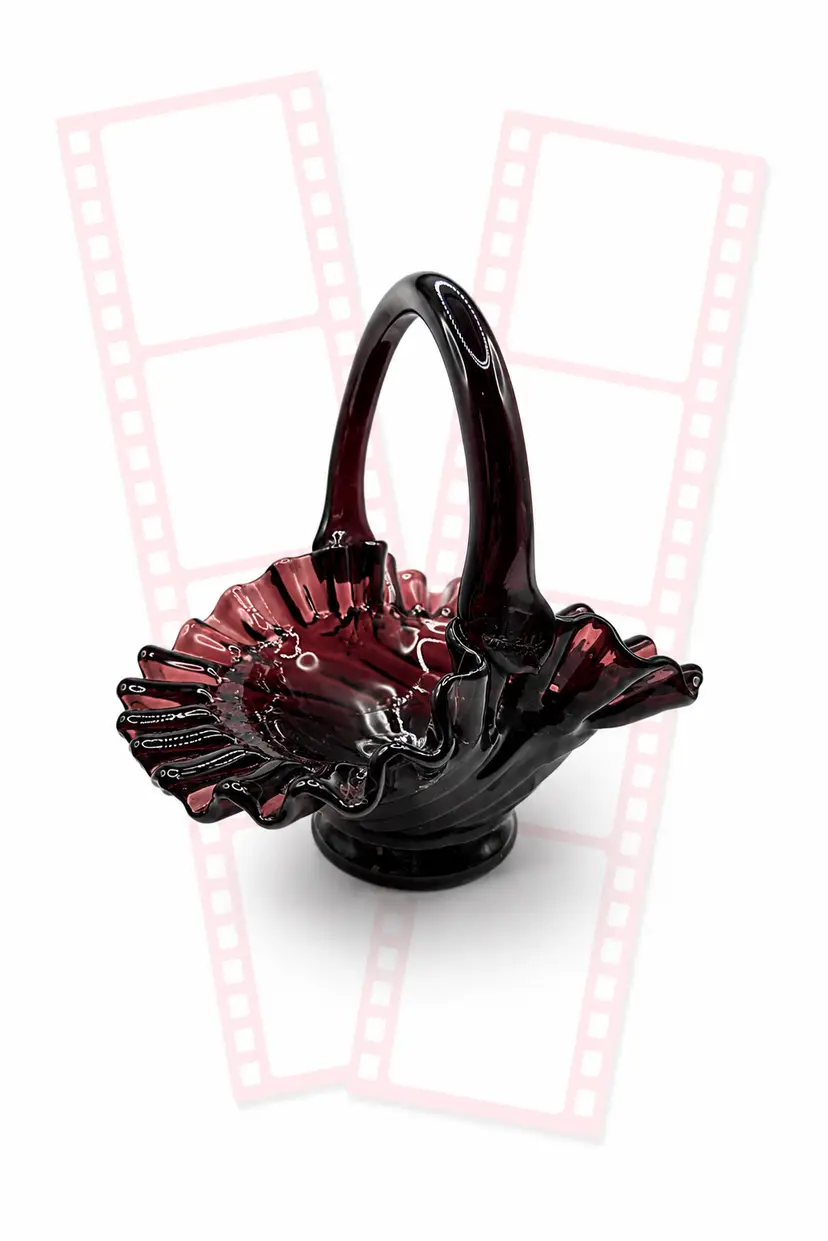 Elegant Ruby Glass Basket