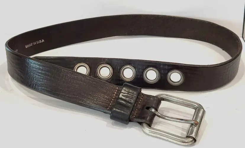 Billy Belts Dark Brown Leather Belt Silver Buckle and Belt Holes Size 34 Vintage