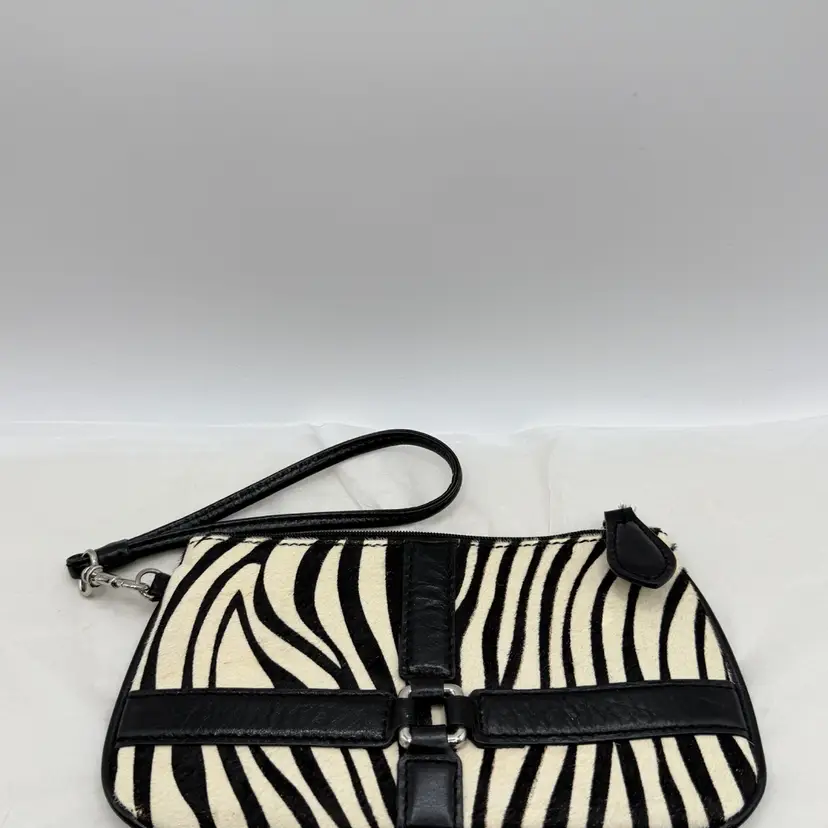 Wilson's Leather Black Zebra Hair Wristlet Clutch