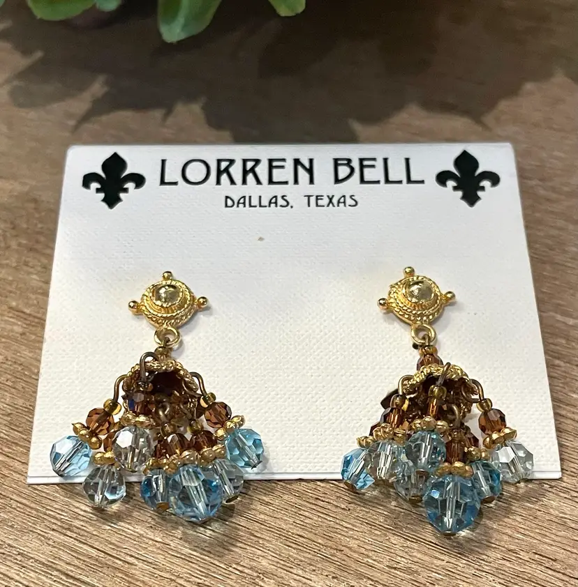 Lorren Bell Dallas Vintage-Inspired Crystal Shard Chandelier Earrings