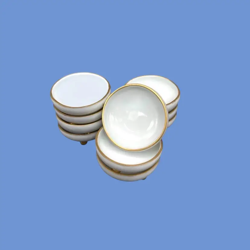 #074- Antique  Salt Cellars 10pc By O & E. G. Royal Austria Bohemia Oscar and Edgar Gutherz Manufacturerers Bohemia Limoges, France