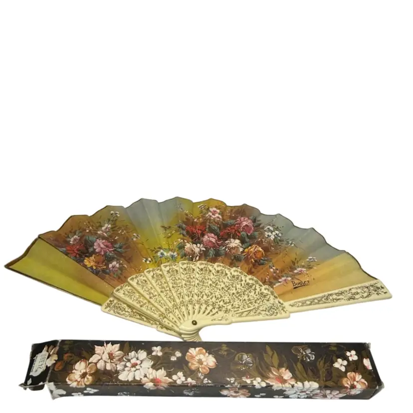 Made In Spain Vintage Signed Hand Painted Floral Motif @9”” With Box