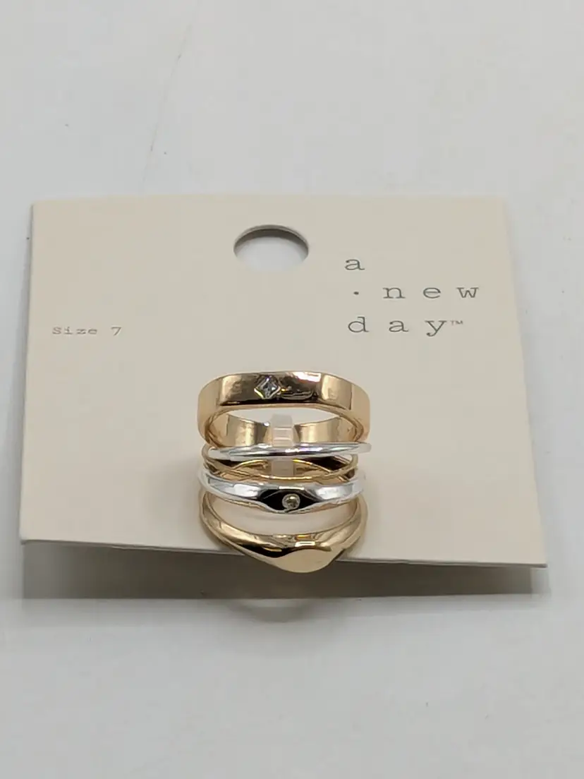 A New Day Gold and Silver Tone Stacking Rings Set NWT