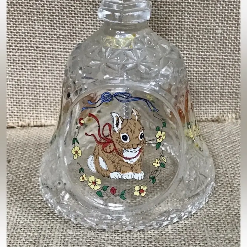 Vintage Bunny Crystal Bell Rabbit Holiday Easter Cottagecore Woodland Spring