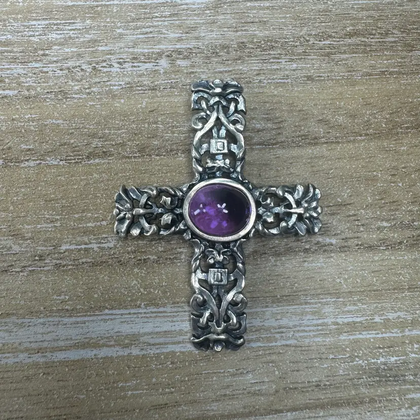 Sterling Amethyst Cross Pendant