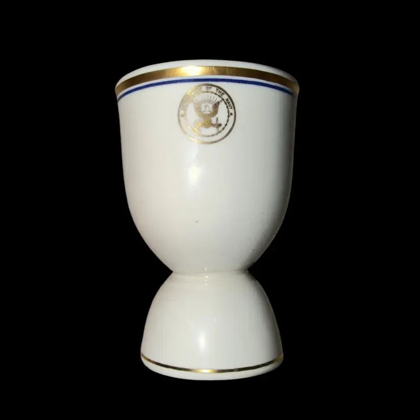 Vintage US Navy Porcelain Double Ended Egg Cup Jackson China Dept of Navy Seal