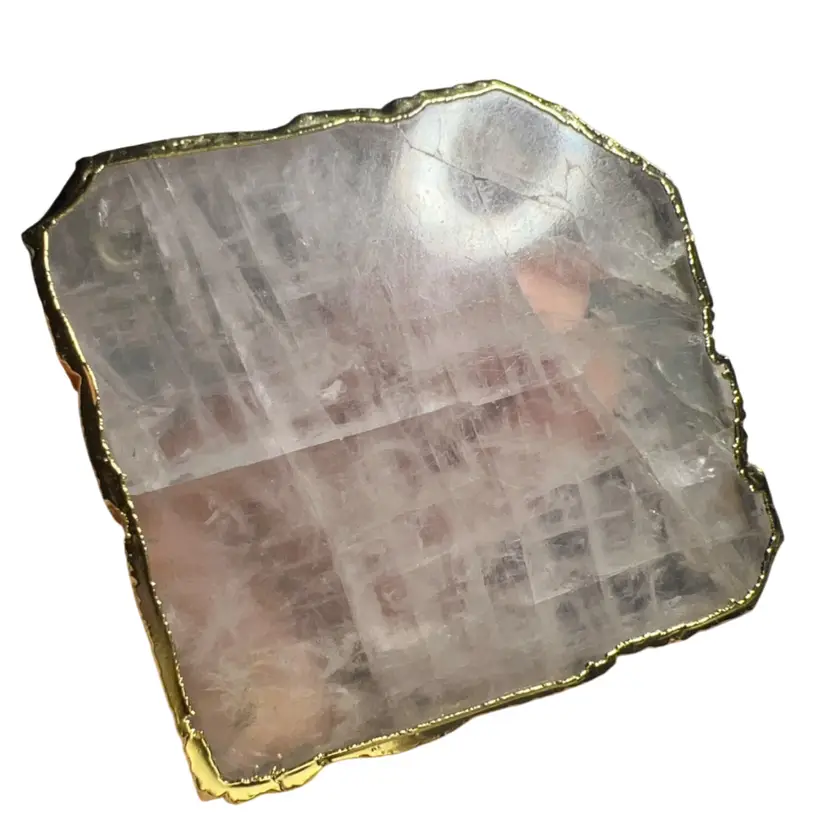 #03 - Rose Quartz Gold Gilt Coaster