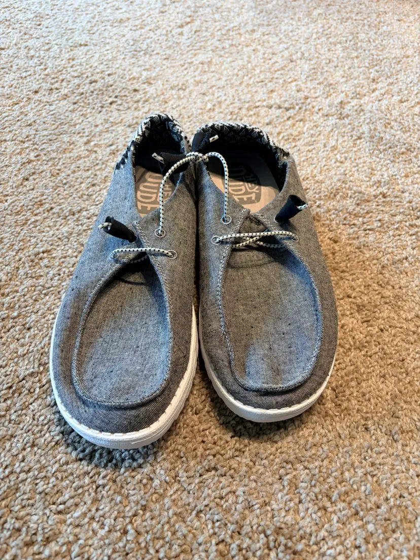 Hey Dude Wendy Chambray/Black Shoes Size 10