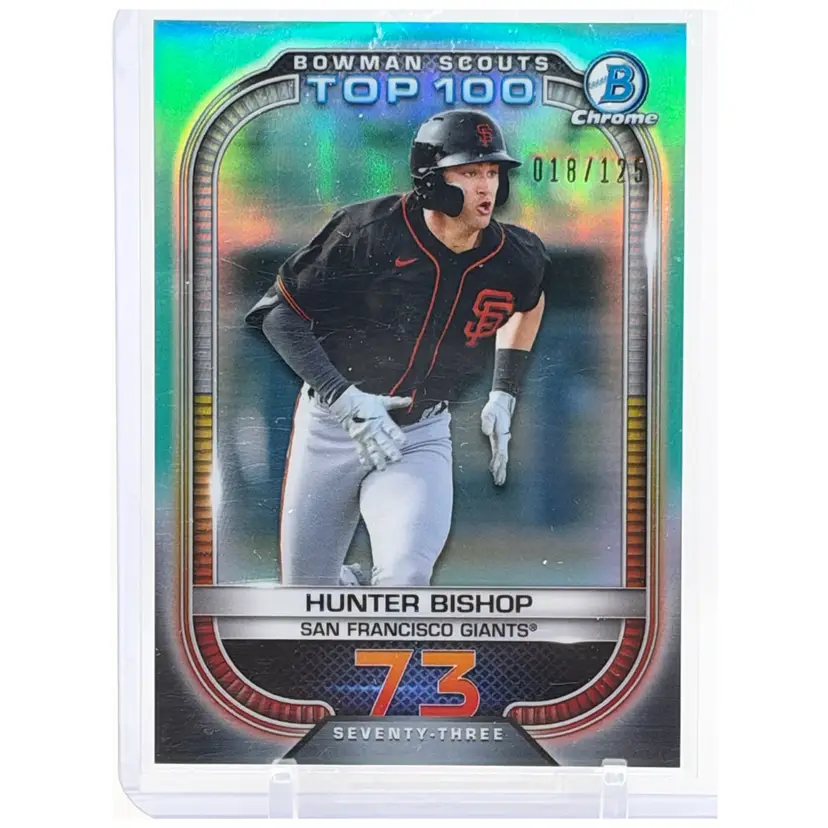 2021 Bowman Chrome Bowman Scouts Top 100 Aqua Refractor Hunter Bishop #/125 - San Francisco Giants
