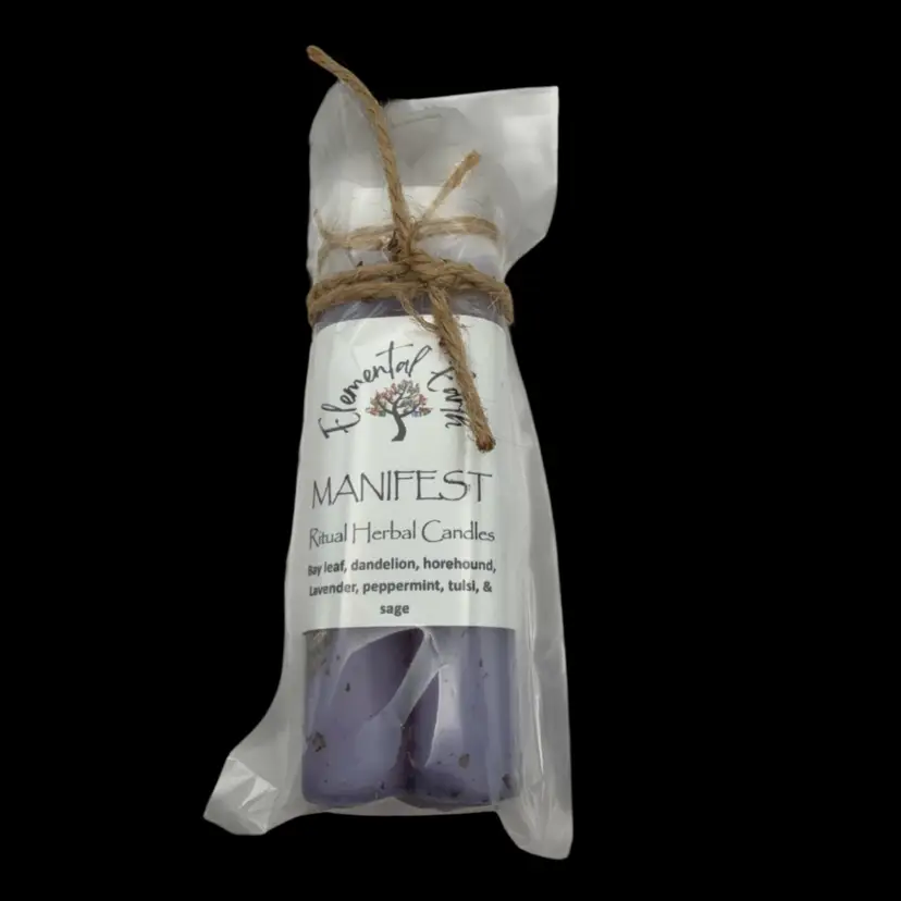 Elemental Earth Handmade MANIFEST Ritual Herbal Candle – 2 Pack - Smells Incredible - Read Description For Use