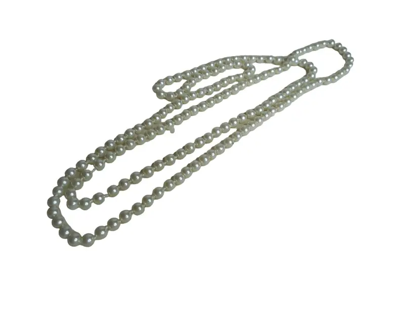 Faux Pearl Knotted & Strung 30" Necklace Strand Costume Jewelry Estate Find