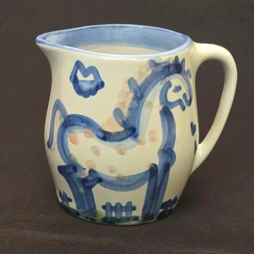 Studio Art Horse Pottery M A Hadley 5” tall "The End" design inside bottom Vintage